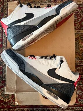 Jordan 3 Retro Tinker Hatfield - Men’s White/Black/Red Retro Basketball Sneakers
